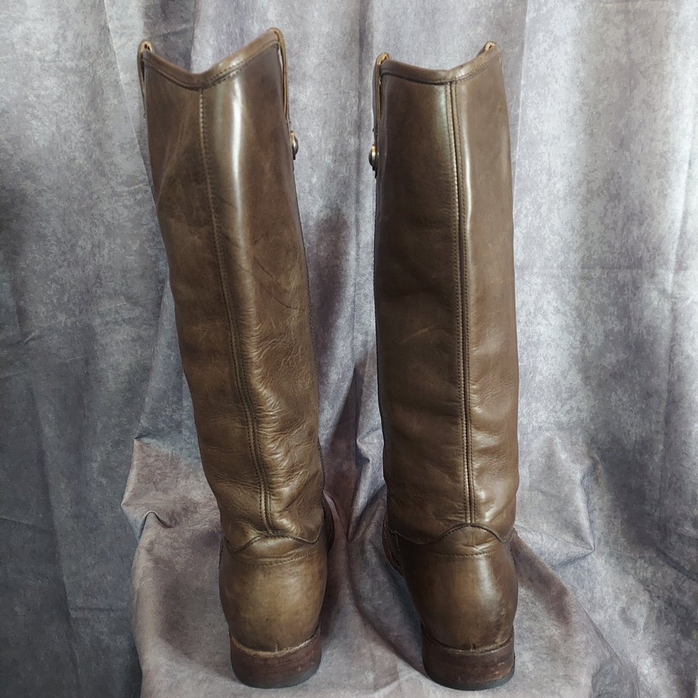 Frye Melissa Button Extended Calf Leather Riding Boots Cognac Brown Women's 9B - Picture 6 of 16